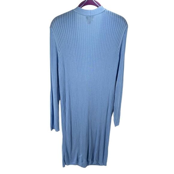 Worthington Womens Cardigan Sweater Duster Longline Button Up V Neck Blue XL - Picture 2 of 10